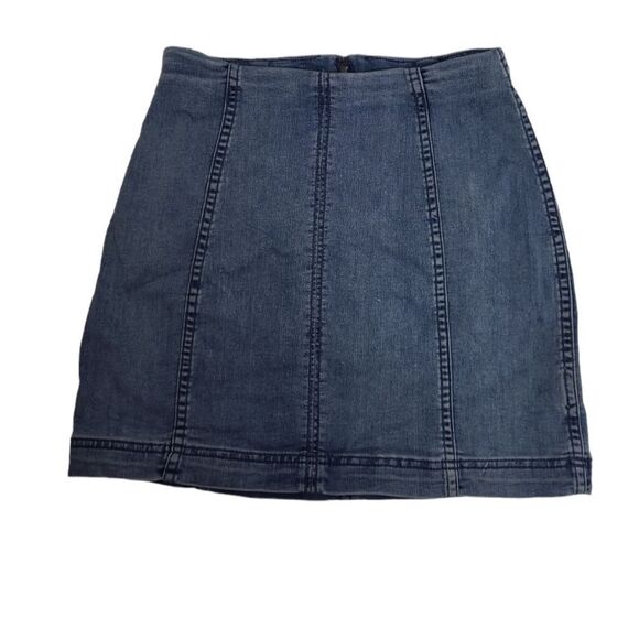 FREE PEOPLE modern femme stretch light denim‎ micro mini skirt 6 - Picture 3 of 13